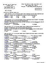 Đề kiểm tra học kỳ I môn Tiếng Anh Lớp 10 - Mã đề 507 - Năm học 2018-2019 - Sở giáo dục và đào tạo Quảng Nam